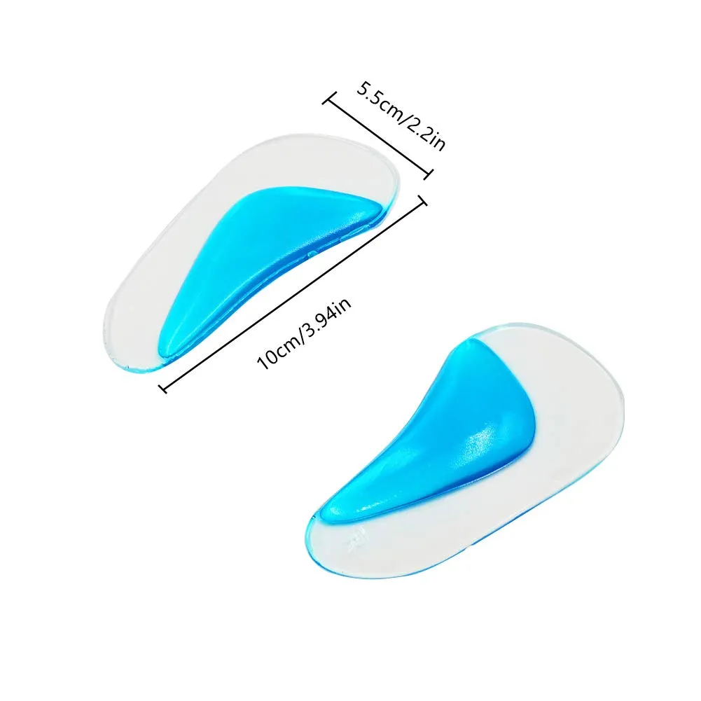 2 Pairs Gel Arch Support Insoles, Silicone Orthopedic Flat Feet Orthotic Arch Support Insoles Plantar Fasciitis Shoe Arch Support Gel High Heel Inserts Cushion Pads for Women Men (Blue) 2 Pairs