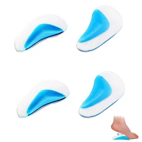 2 Pairs Gel Arch Support Insoles, Silicone Orthopedic Flat Feet Orthotic Arch Support Insoles Plantar Fasciitis Shoe Arch Support Gel High Heel Inserts Cushion Pads for Women Men (Blue) 2 Pairs