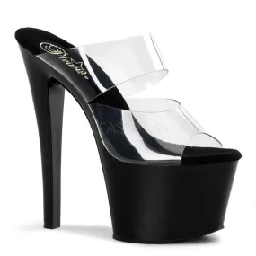 7" Black Platform Slide Pumps*