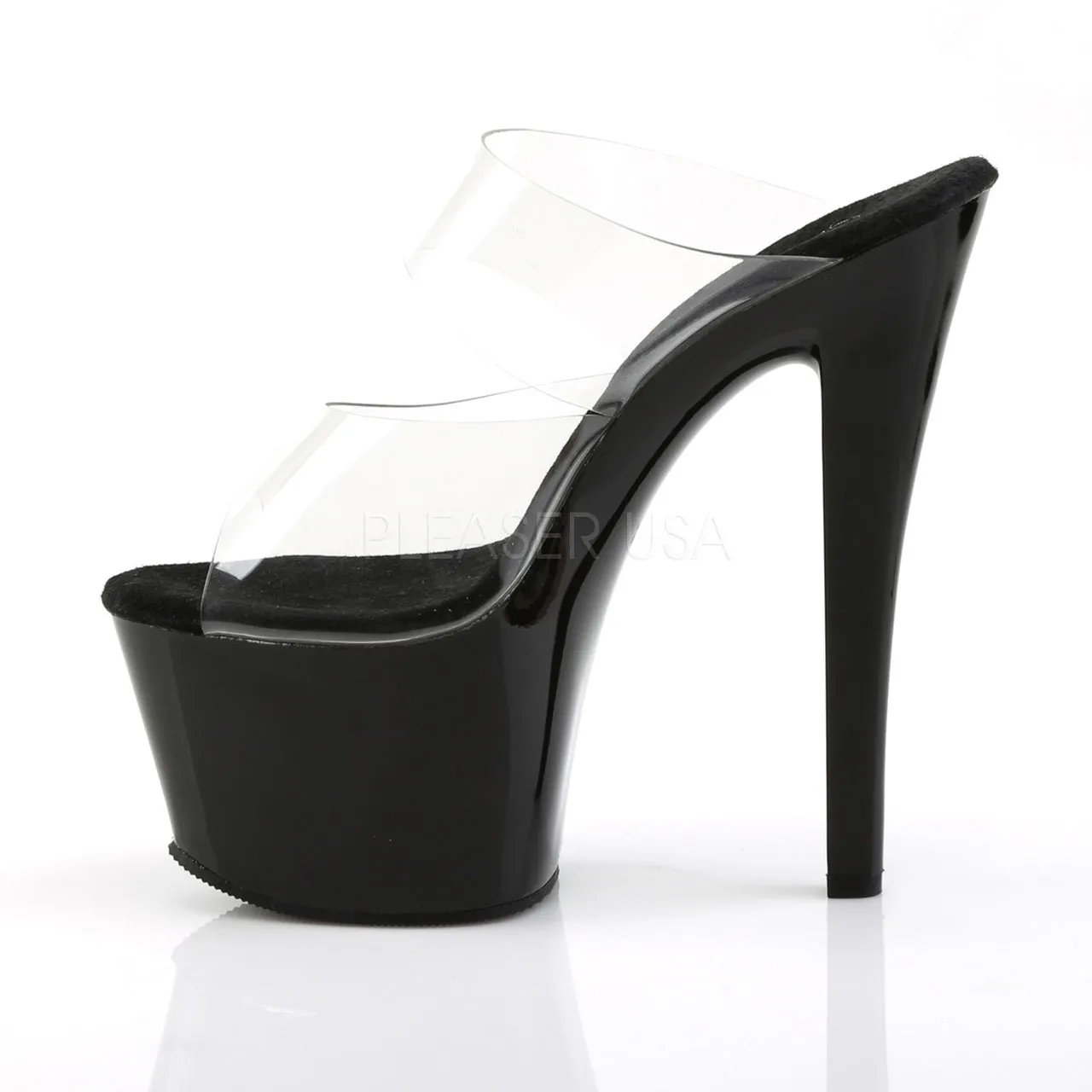 7" Black Platform Slide Pumps*