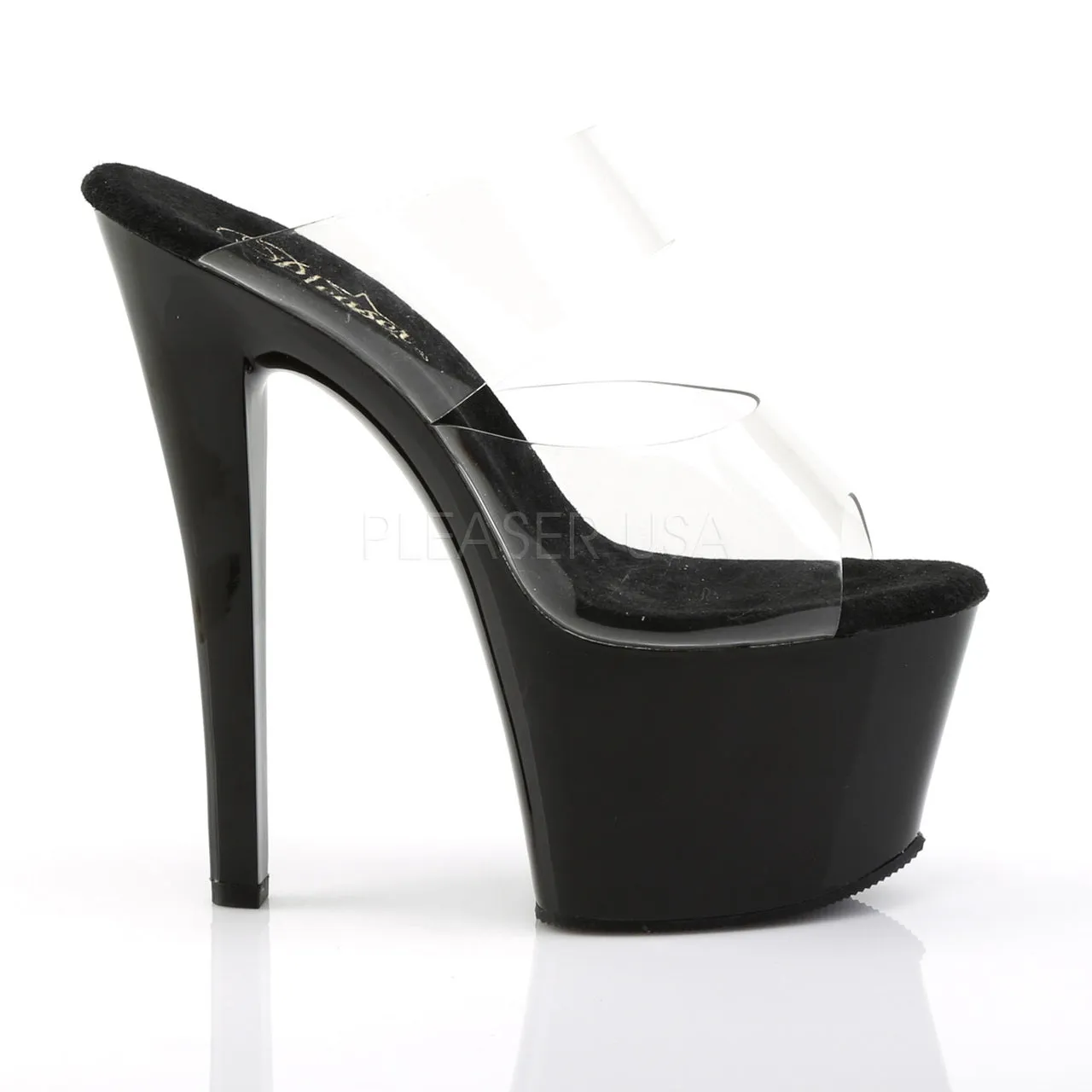 7" Black Platform Slide Pumps*