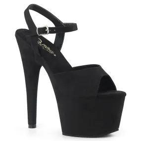 Adore 708FS Black Faux Suede Ankle Strap 7" Heel Platform Shoes -Direct