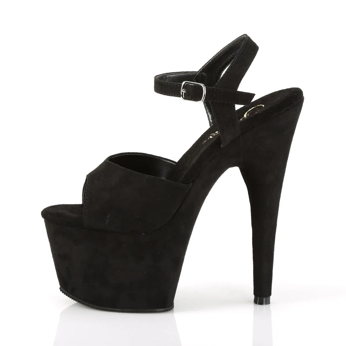 Adore 708FS Black Faux Suede Ankle Strap 7" Heel Platform Shoes -Direct
