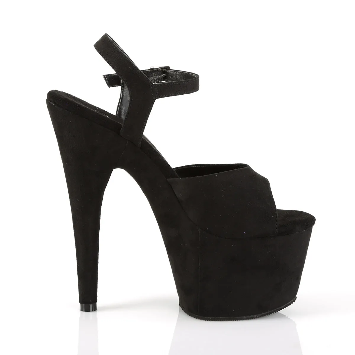 Adore 708FS Black Faux Suede Ankle Strap 7" Heel Platform Shoes -Direct