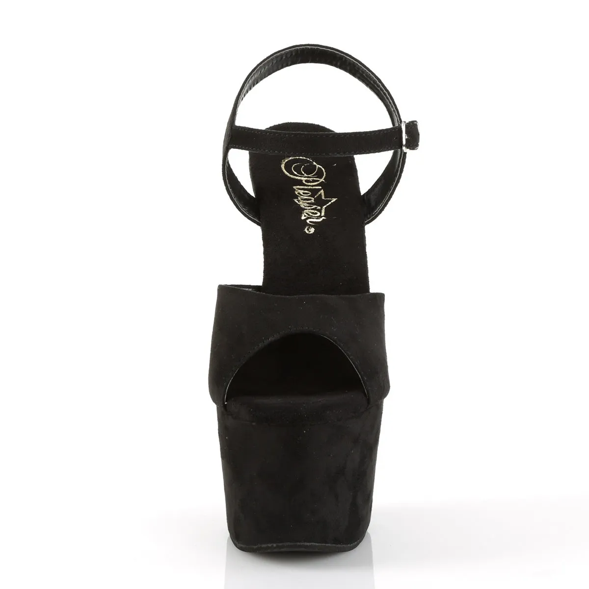Adore 708FS Black Faux Suede Ankle Strap 7" Heel Platform Shoes -Direct