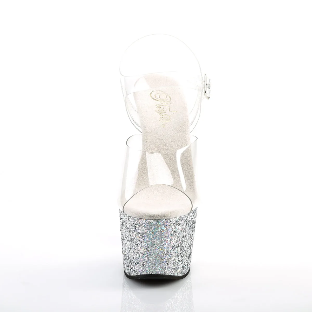Adore 708LG Silver Multi Glitter 7" High Heels - Direct