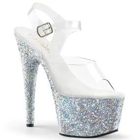 Adore 708LG Silver Multi Glitter 7" High Heels - Direct
