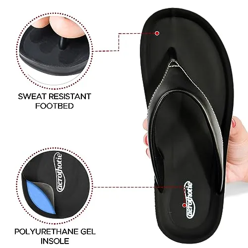 AEROTHOTIC Aura Slingback Sandals for Women Casual Summer (6, Black, Numeric_6)
