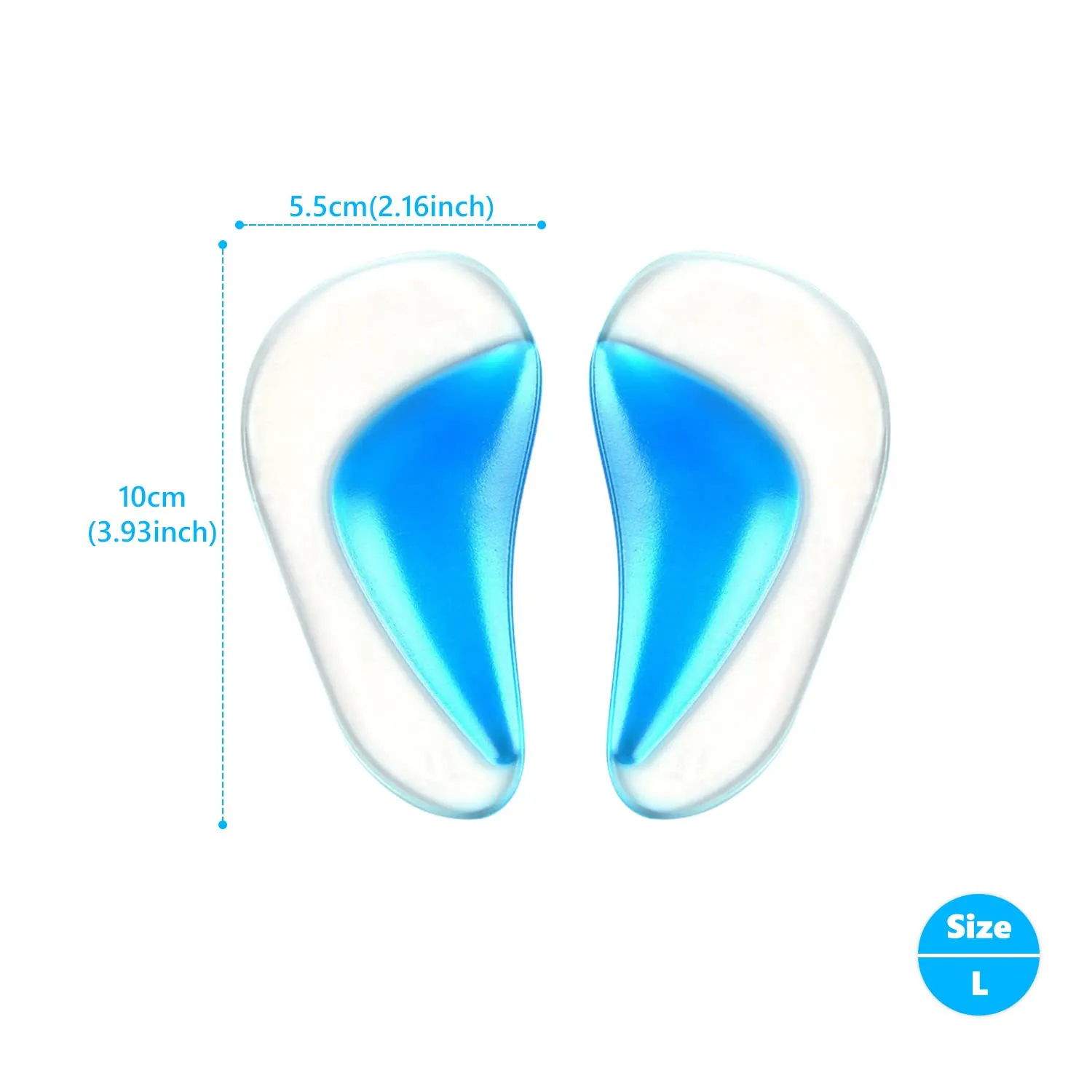 ALLY-MAGIC Gel Arch Support Insoles Silicone Orthopedic Foot Insoles Arch Support Gel High Heel Inserts Cushion Pads for Women Men Y2-NJJD (2 Pairs) 2 Pairs