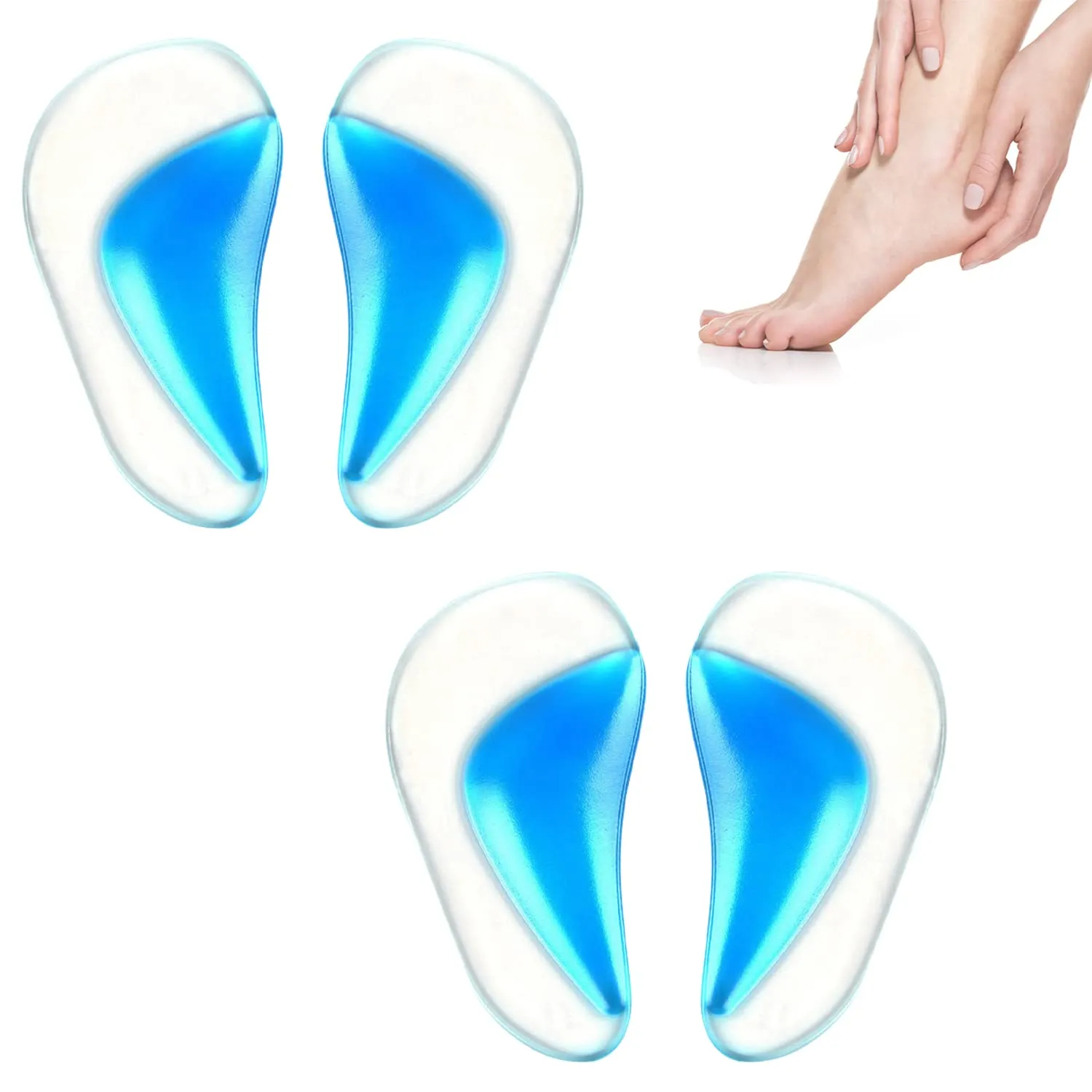 ALLY-MAGIC Gel Arch Support Insoles Silicone Orthopedic Foot Insoles Arch Support Gel High Heel Inserts Cushion Pads for Women Men Y2-NJJD (2 Pairs) 2 Pairs