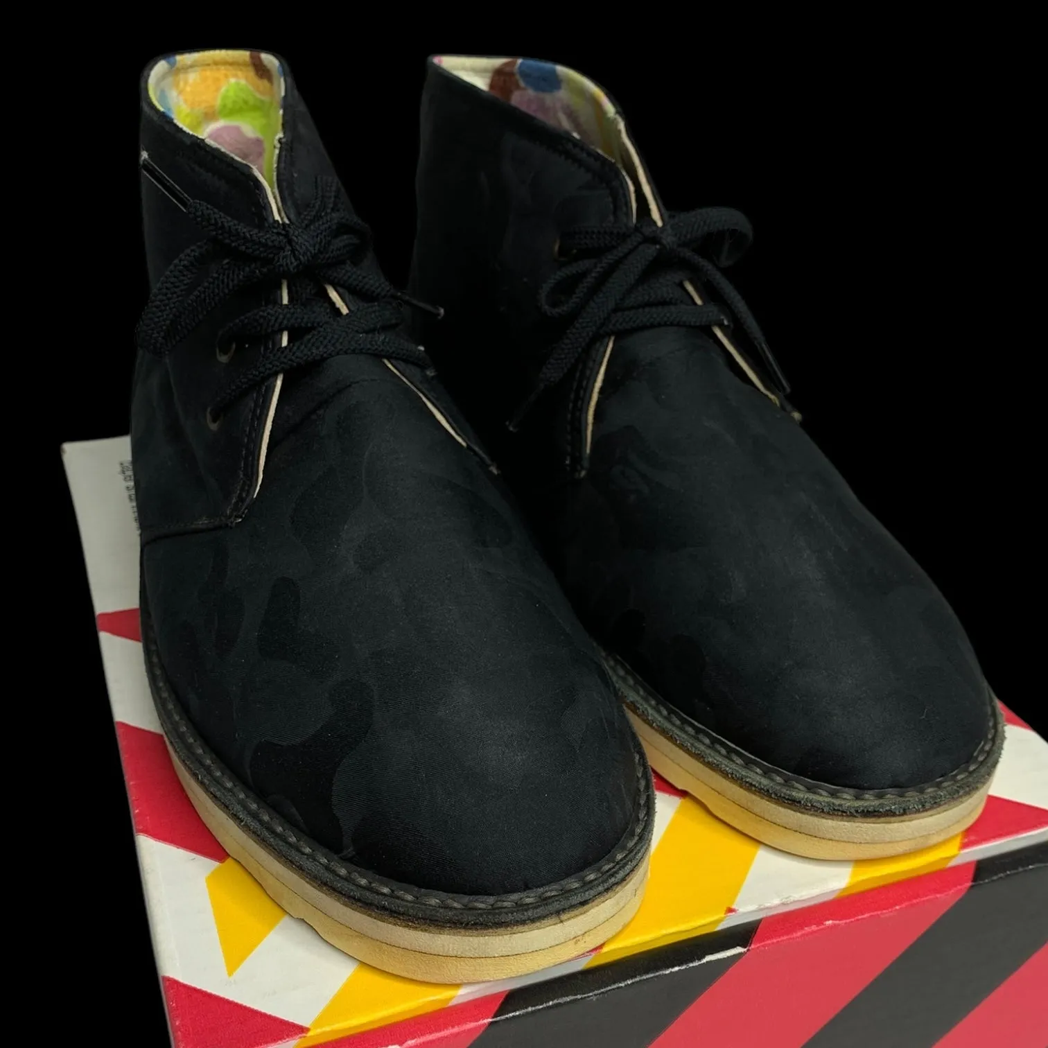 BAPE | 2008 Jacquard/Multi Camo Chukka Boots (Black) | 10