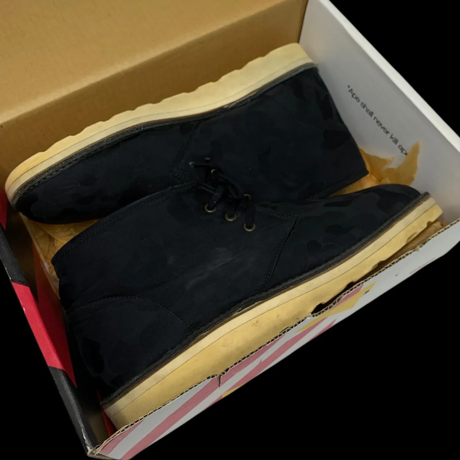BAPE | 2008 Jacquard/Multi Camo Chukka Boots (Black) | 10