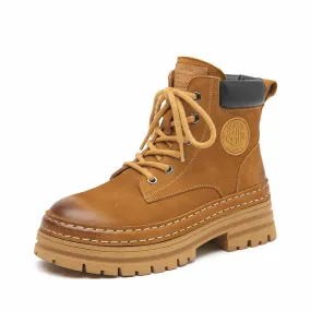 BeauToday Womens Lace Up Chunky Sole Combat Boots Casual Martin Boots