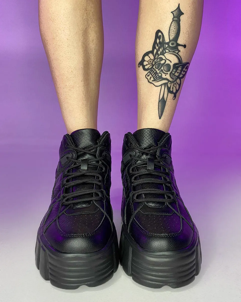 Black Elevated Platform Sneakers