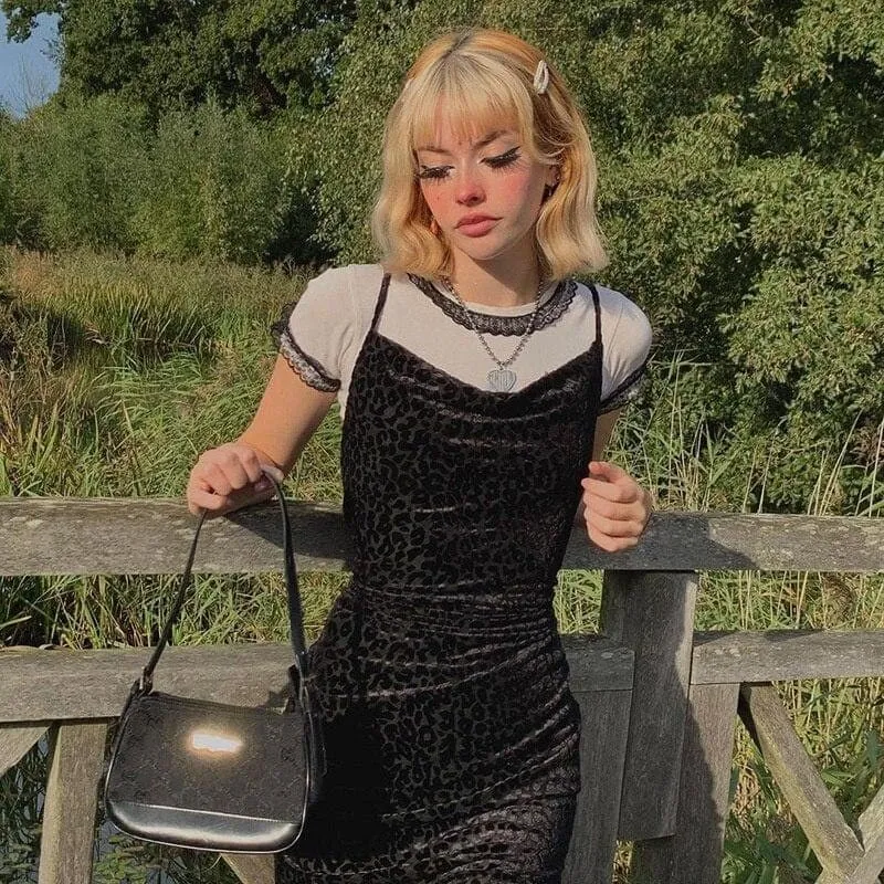 Black Leopard Midi Dress