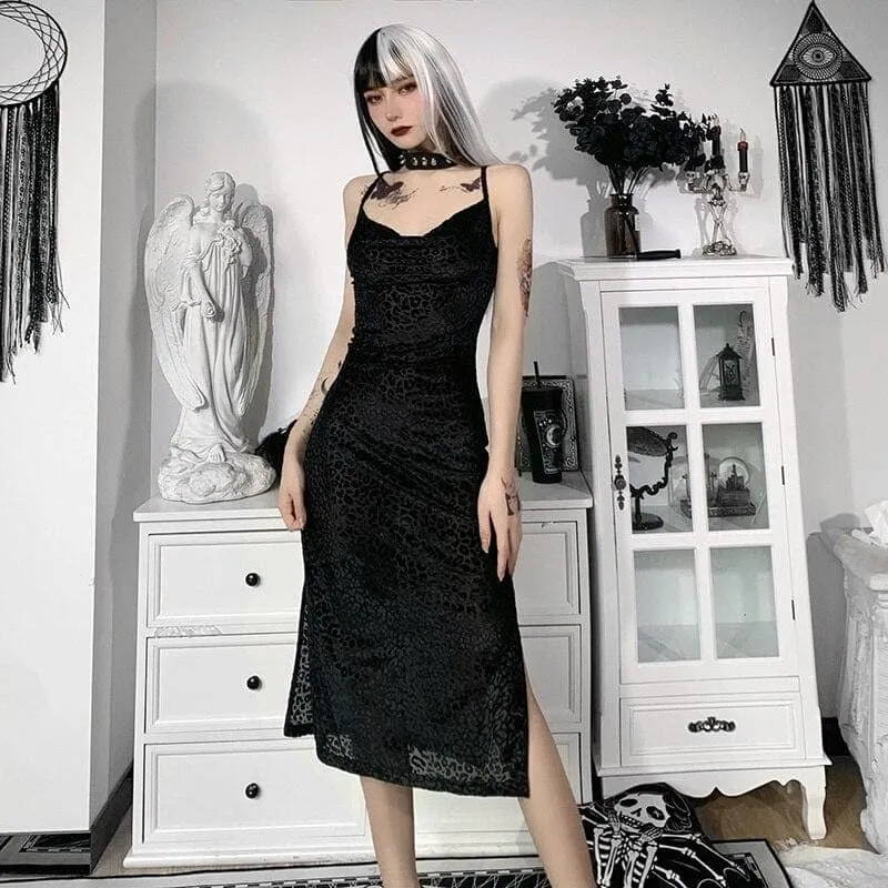 Black Leopard Midi Dress
