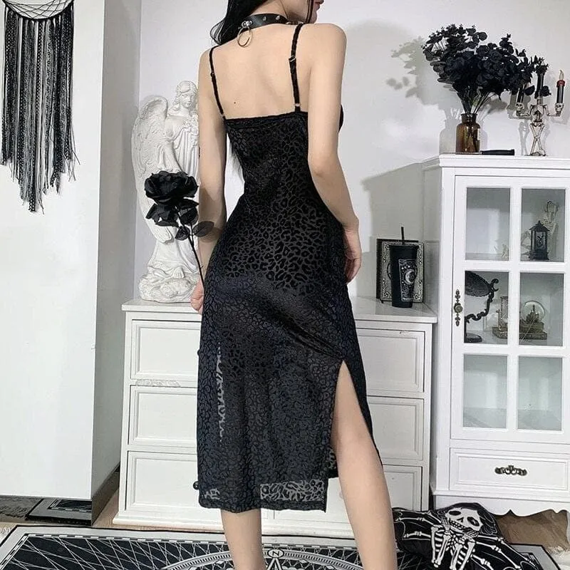 Black Leopard Midi Dress