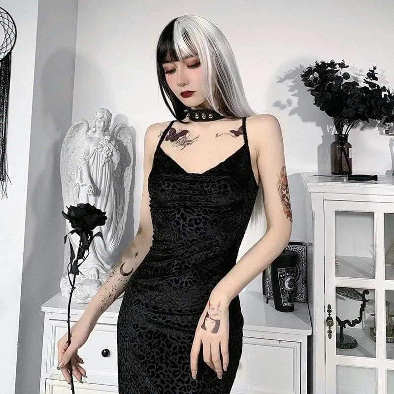 Black Leopard Midi Dress