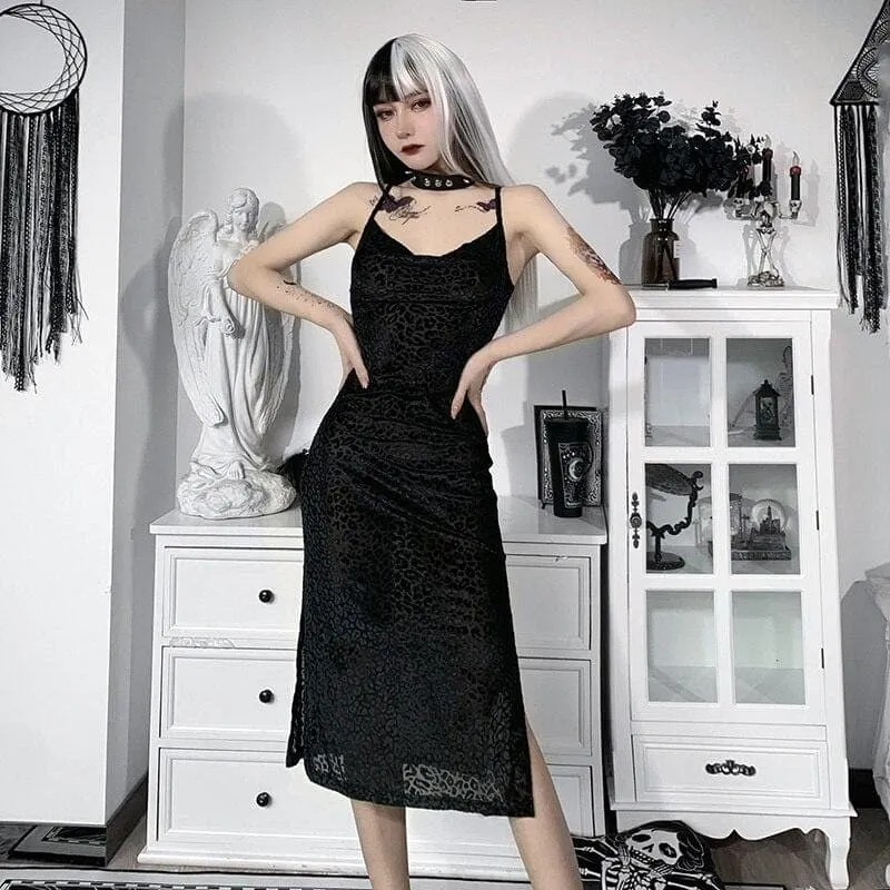 Black Leopard Midi Dress