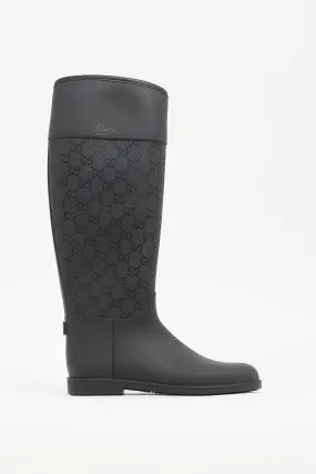 Black Rubber Guccisma Wellington Boot