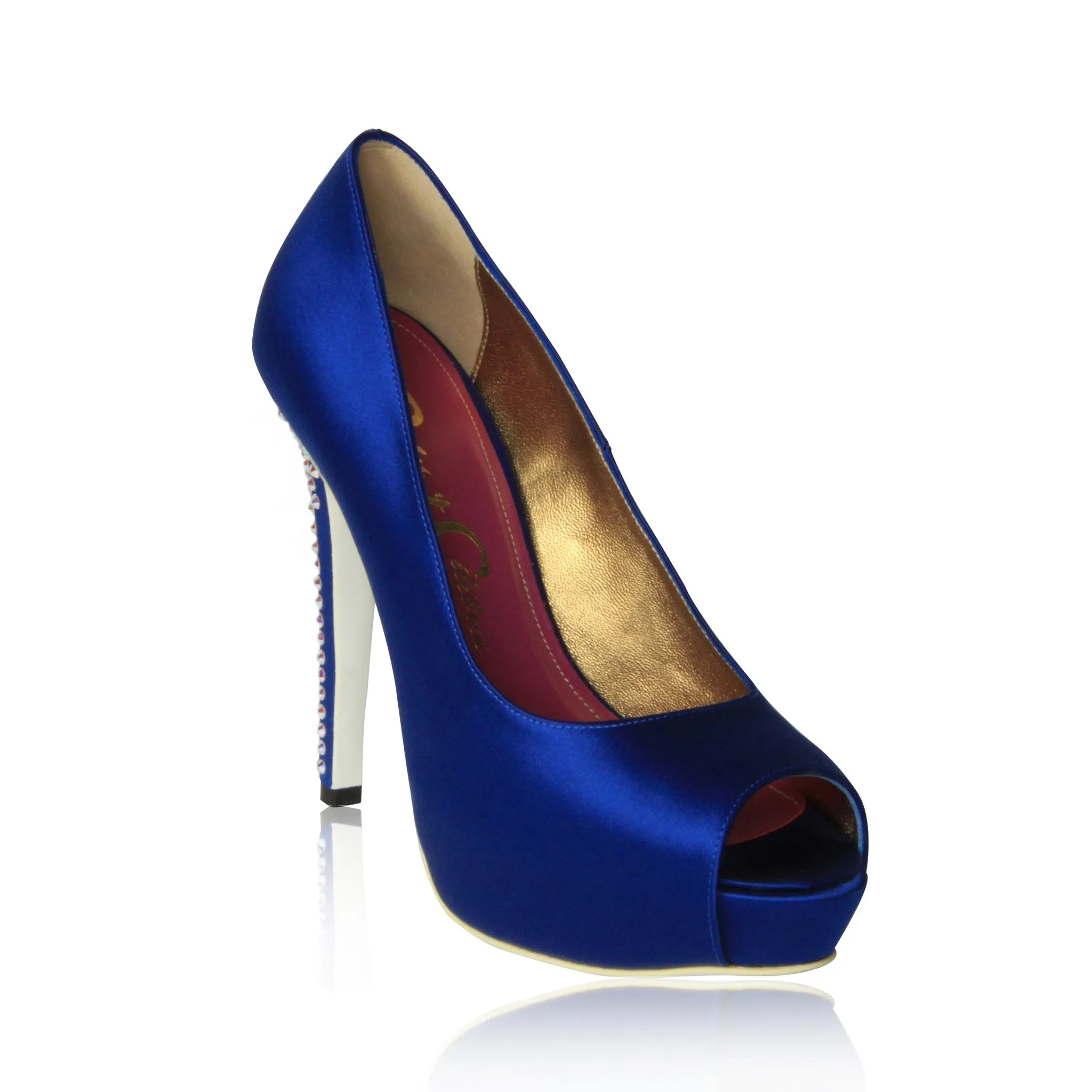 Blue Krista-Lawren Satin Platform Pumps