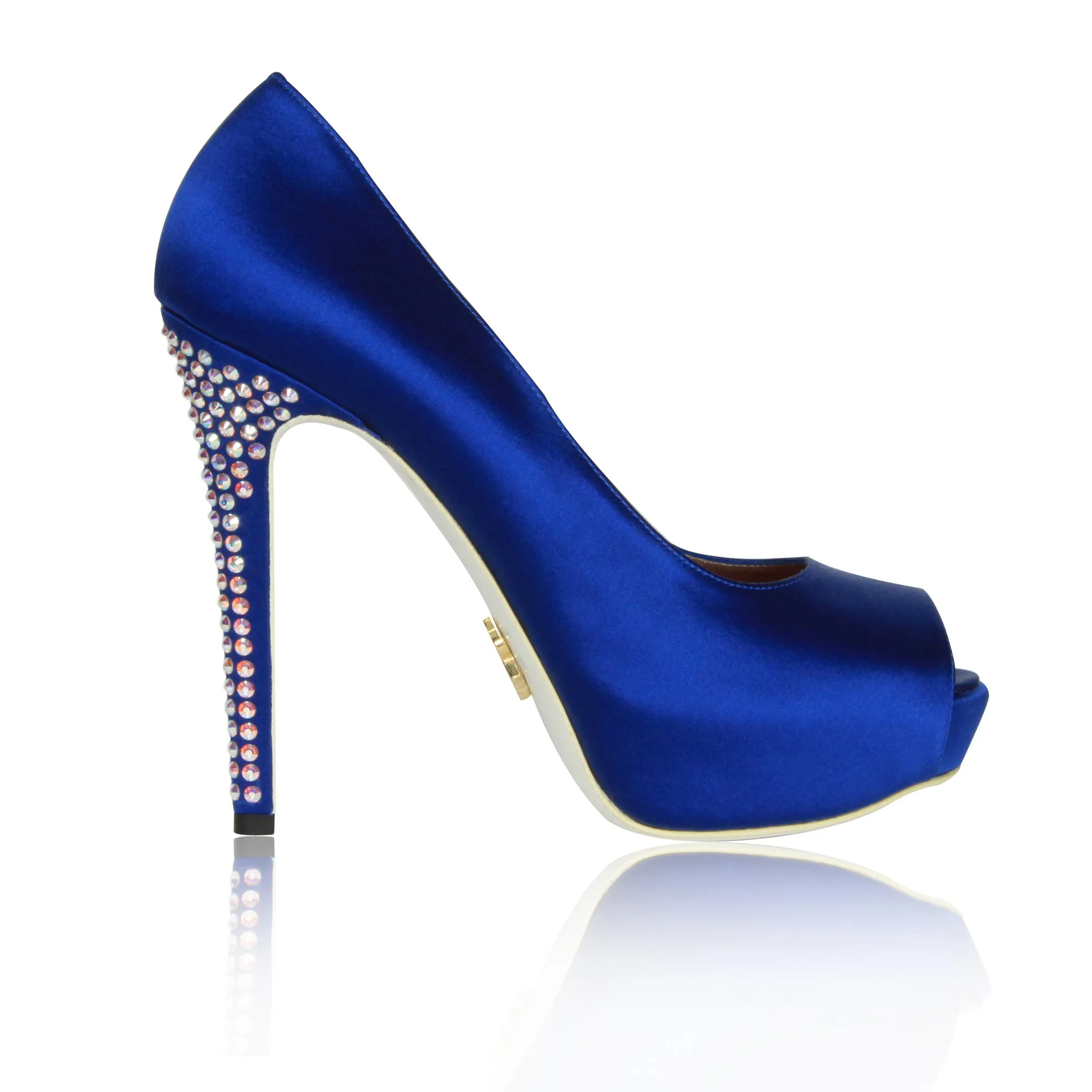 Blue Krista-Lawren Satin Platform Pumps