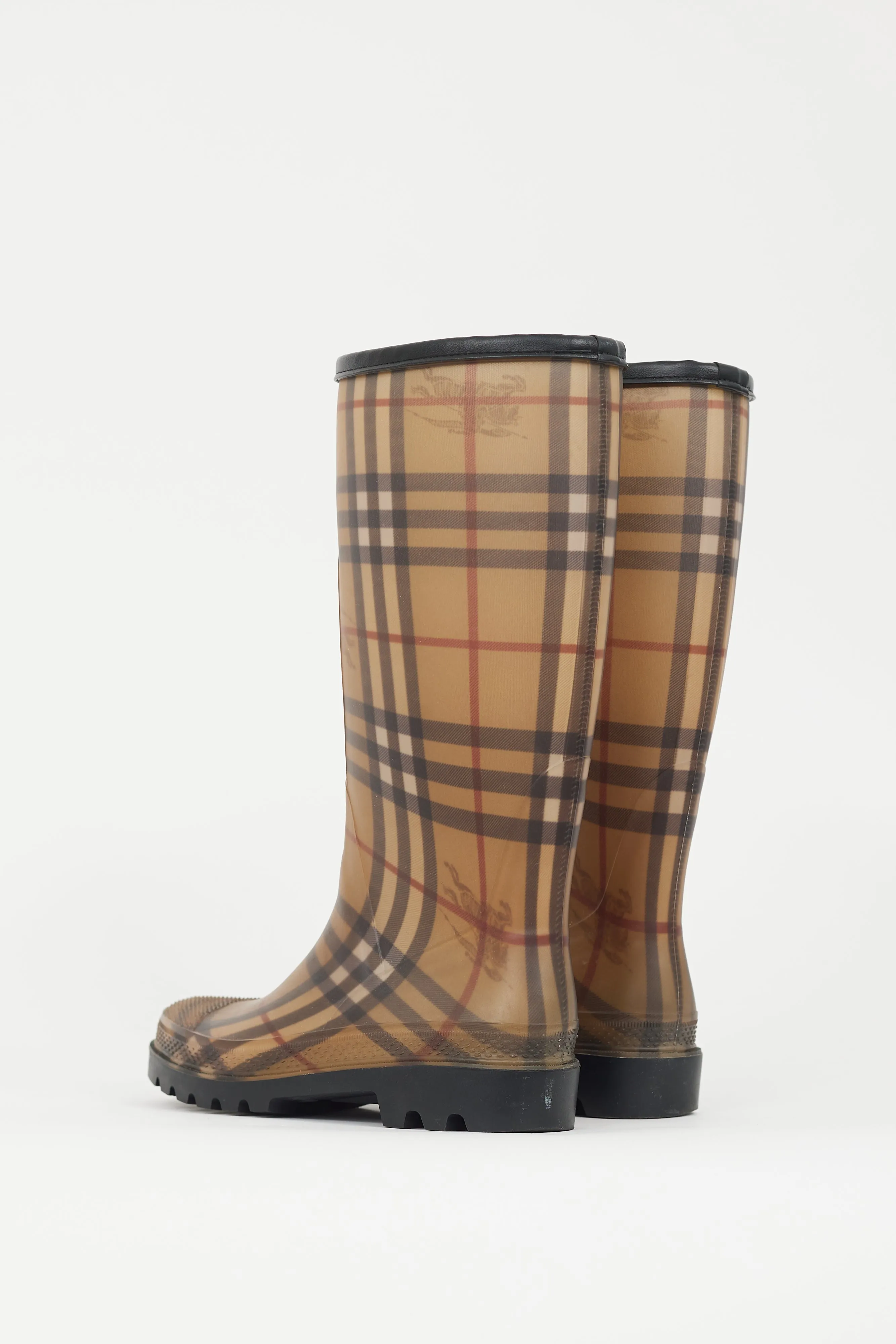 Brown & Multicolour Nova Check Rubber Rain Boot