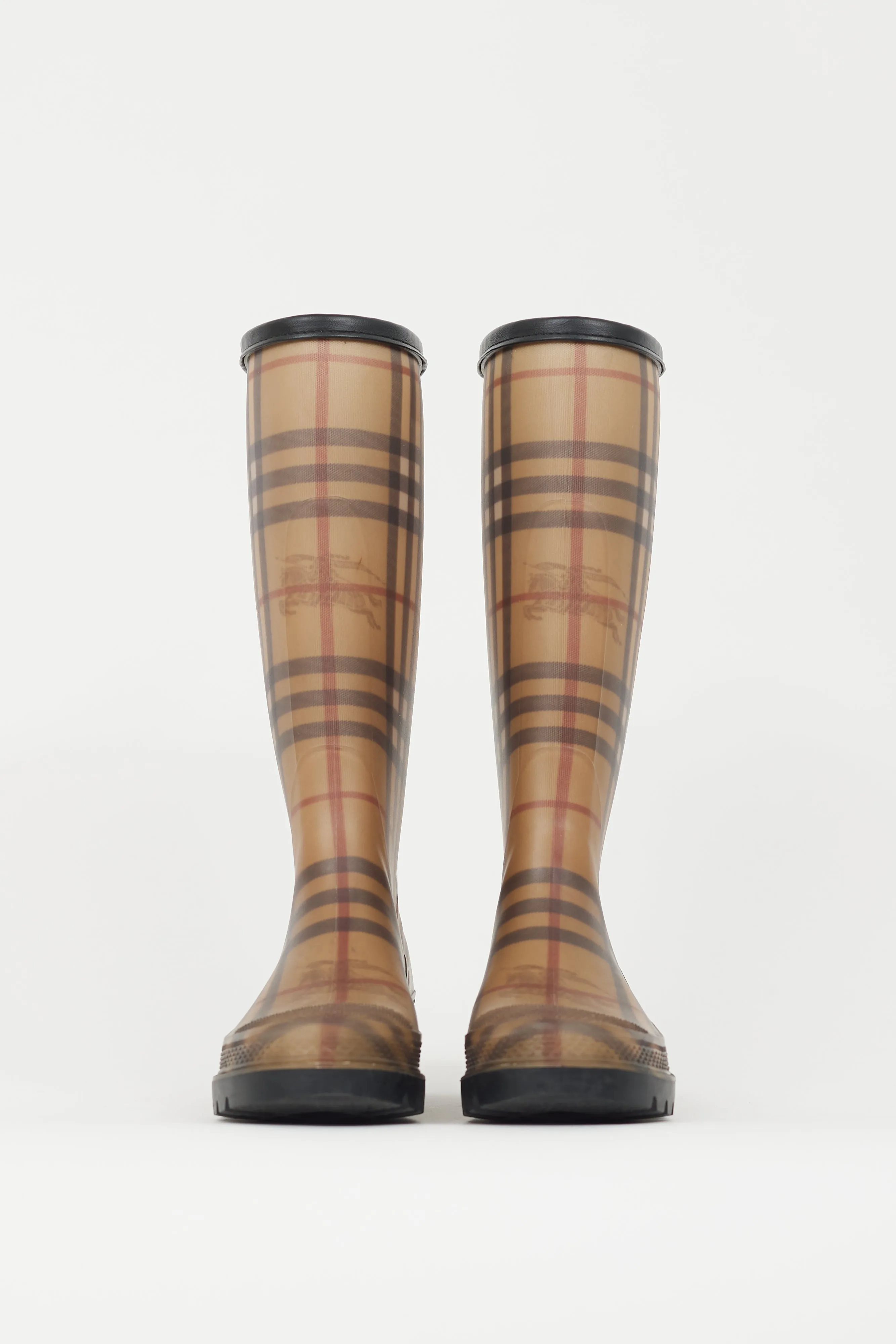 Brown & Multicolour Nova Check Rubber Rain Boot