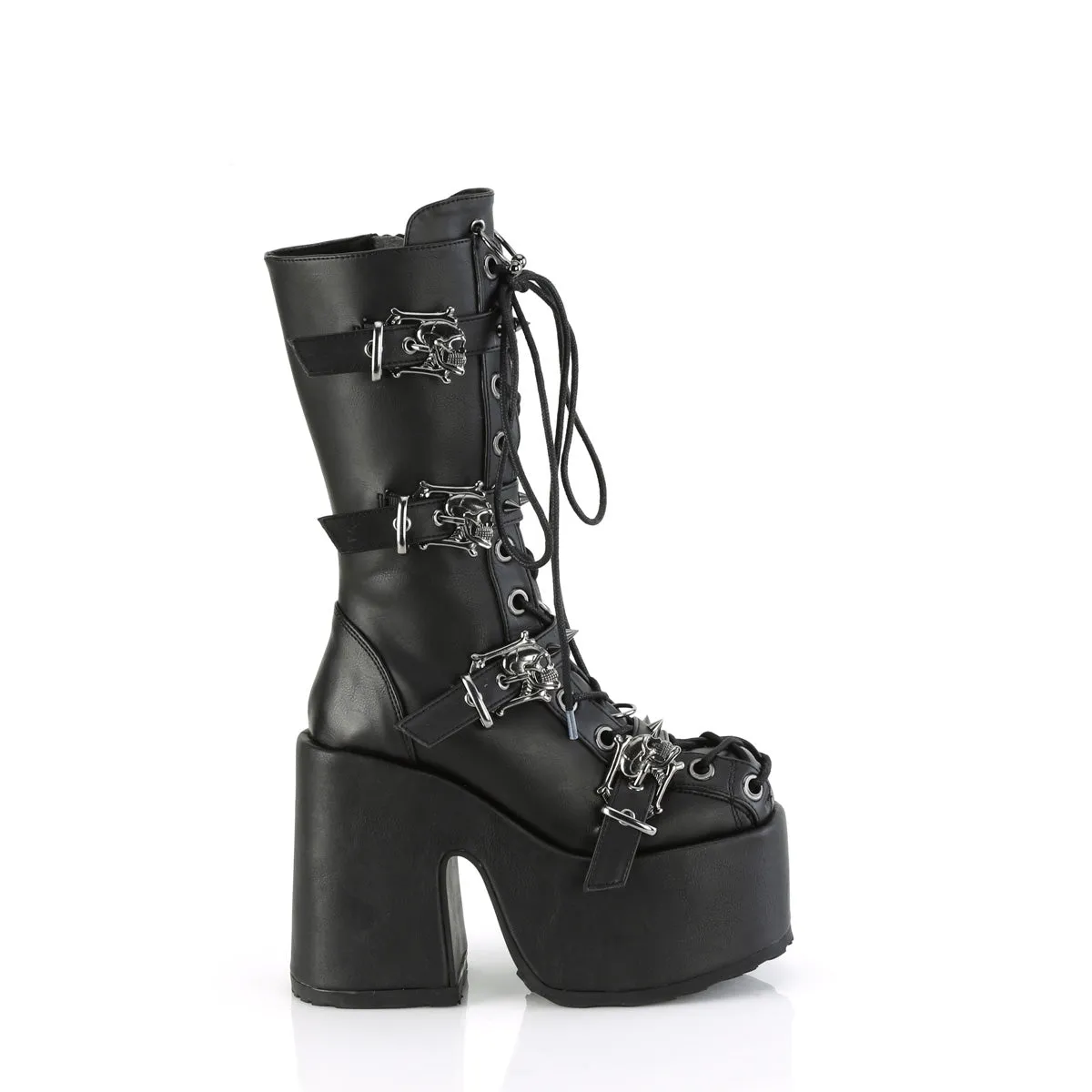 CAMEL-115 DemoniaCult Black Vegan Leather Sexy Women's Mid-Calf & Knee High Boots (Alternative Footwear)