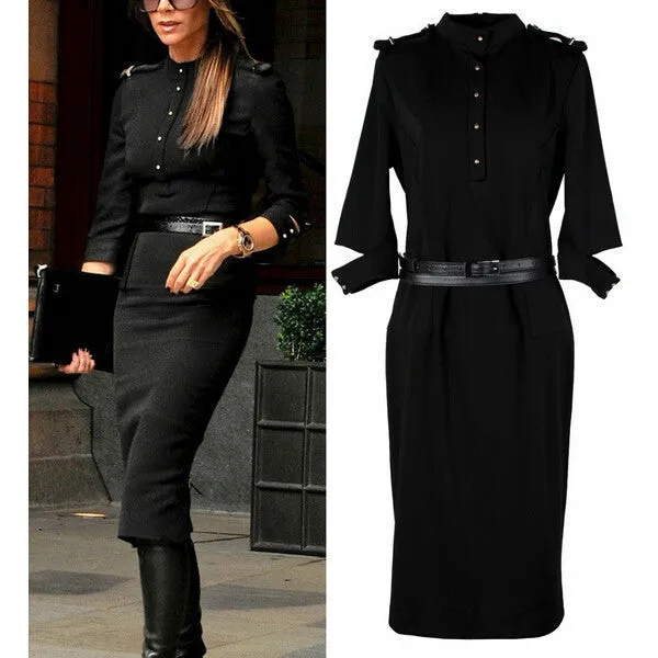 Celebrity Brand Half Sleeve Mid-calf Dress