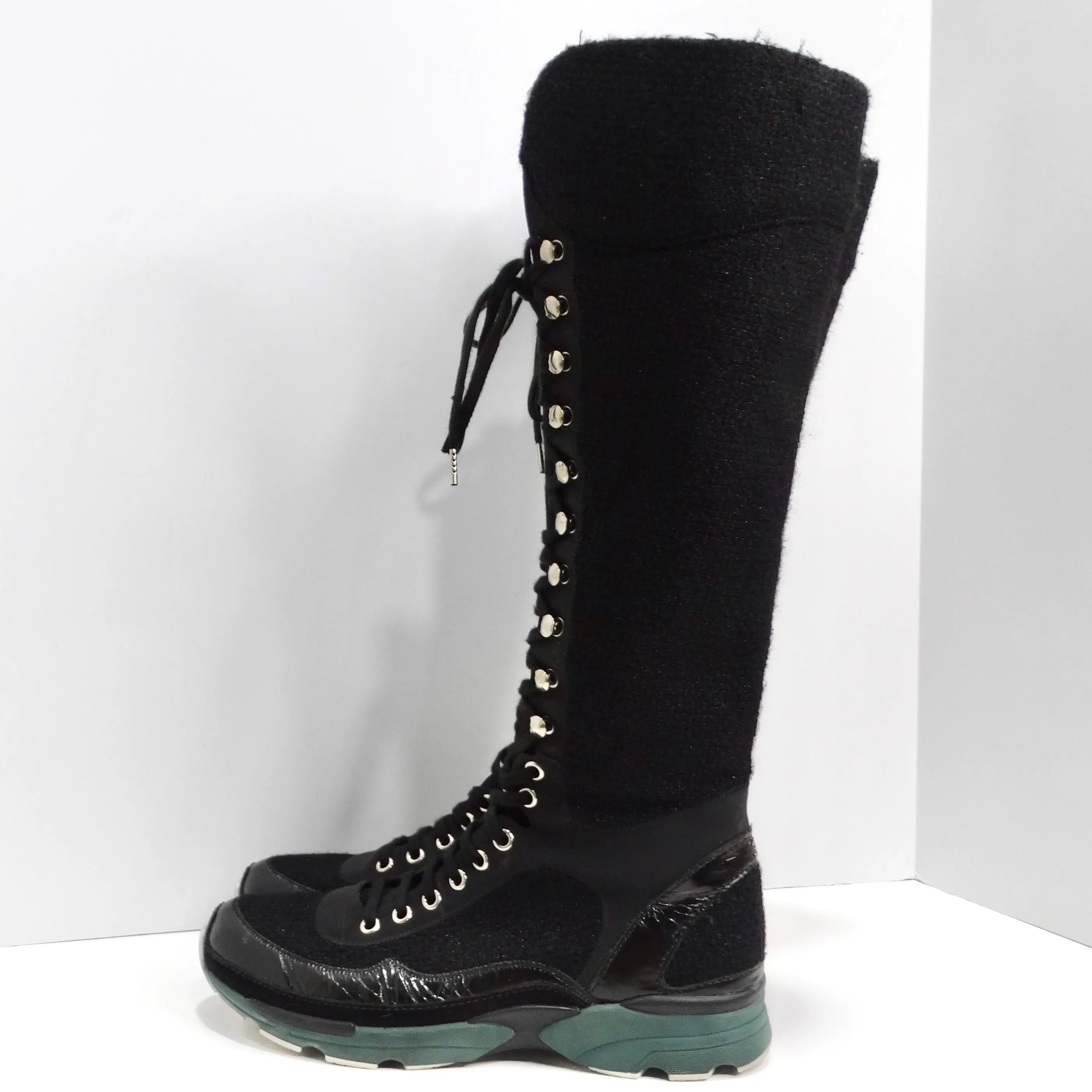 Chanel Fall 2014 Patent Calfskin Tweed Sneaker Boot