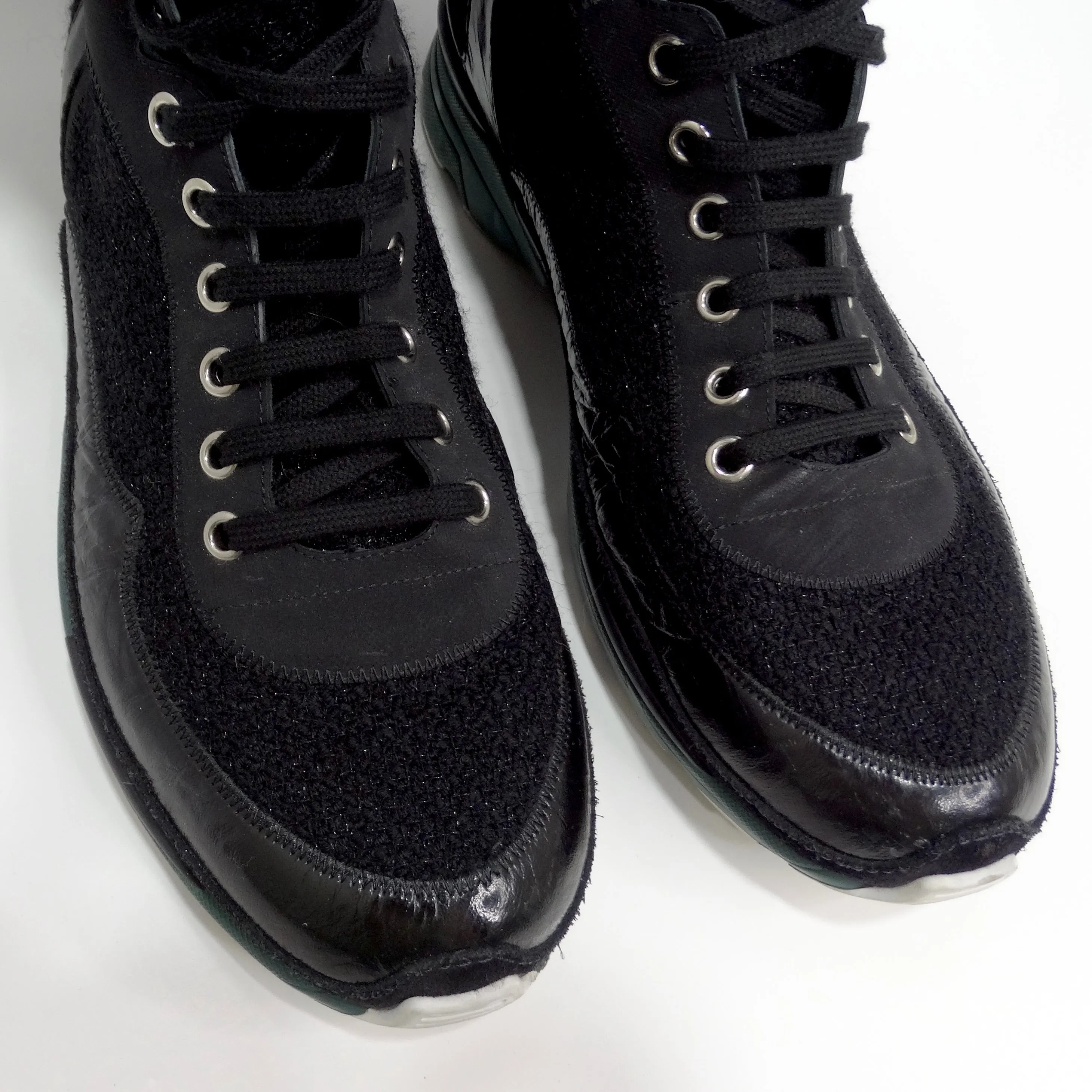 Chanel Fall 2014 Patent Calfskin Tweed Sneaker Boot