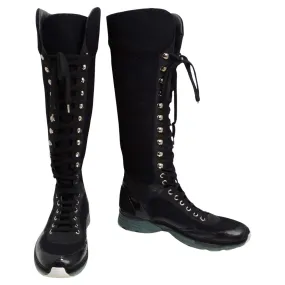 Chanel Fall 2014 Patent Calfskin Tweed Sneaker Boot
