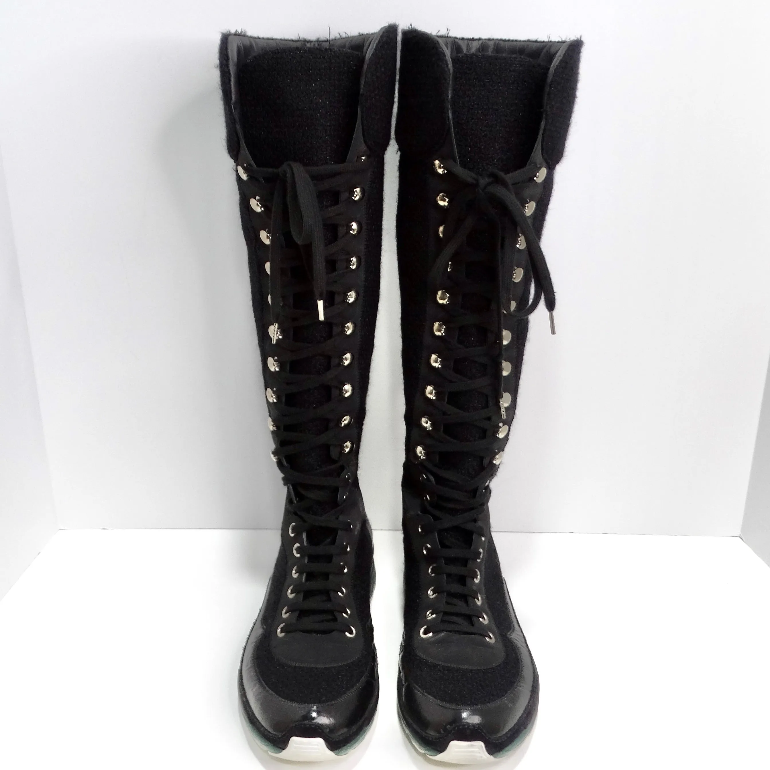 Chanel Fall 2014 Patent Calfskin Tweed Sneaker Boot