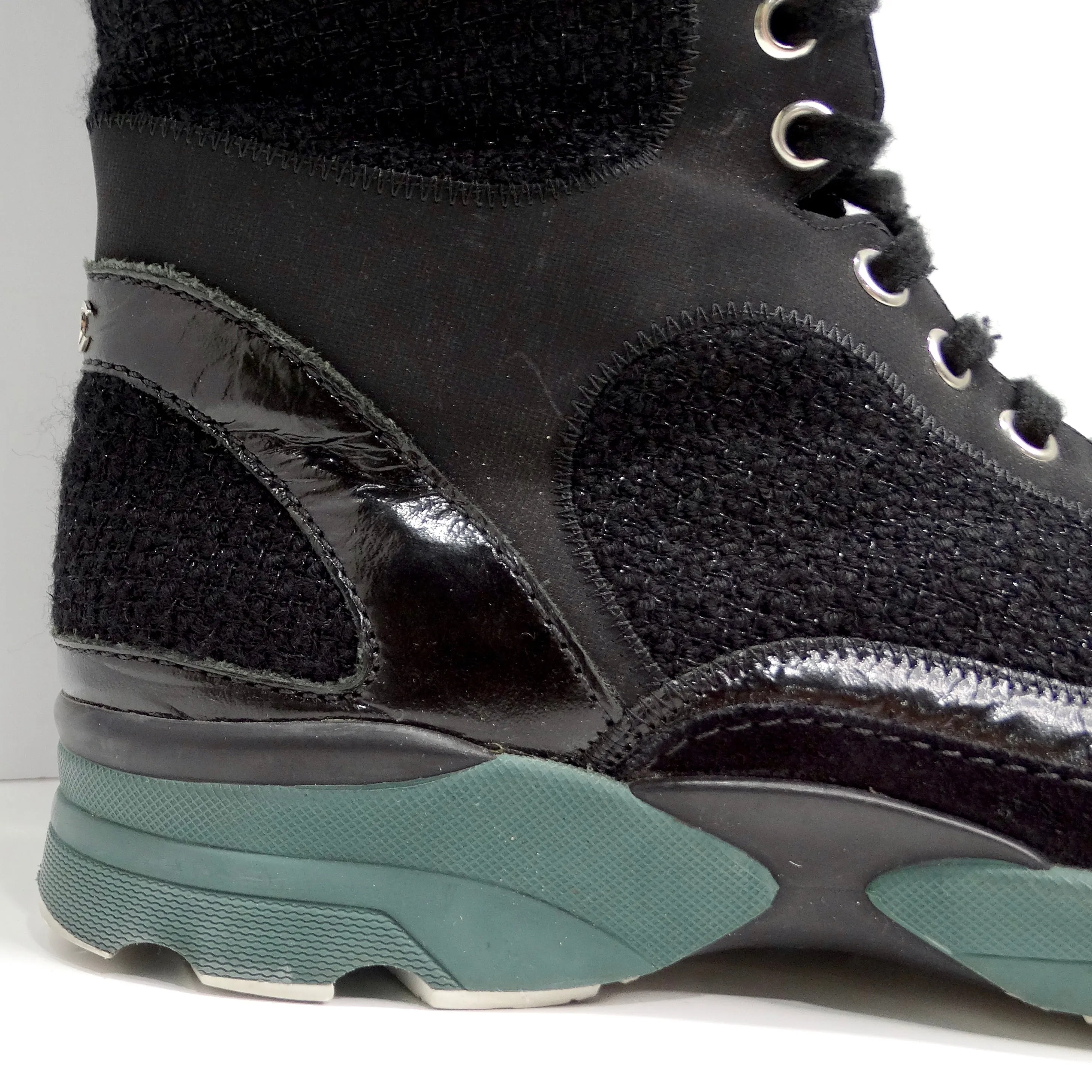 Chanel Fall 2014 Patent Calfskin Tweed Sneaker Boot
