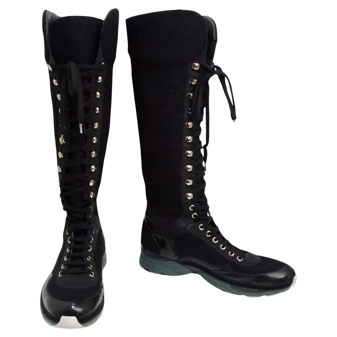 Chanel Fall 2014 Patent Calfskin Tweed Sneaker Boot