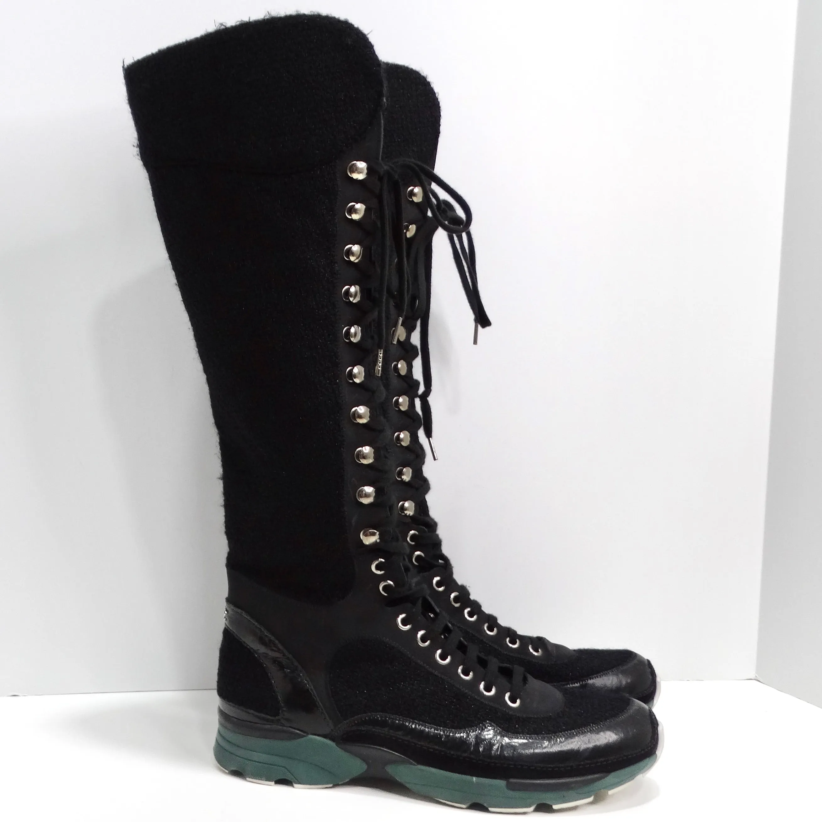 Chanel Fall 2014 Patent Calfskin Tweed Sneaker Boot