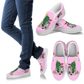 Christmas Nekos Canvas Slip-Ons - pink