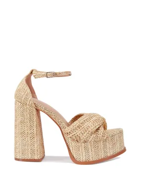 CLARY-BEIGE RAFFIA PLATFORM HEELED SANDAL