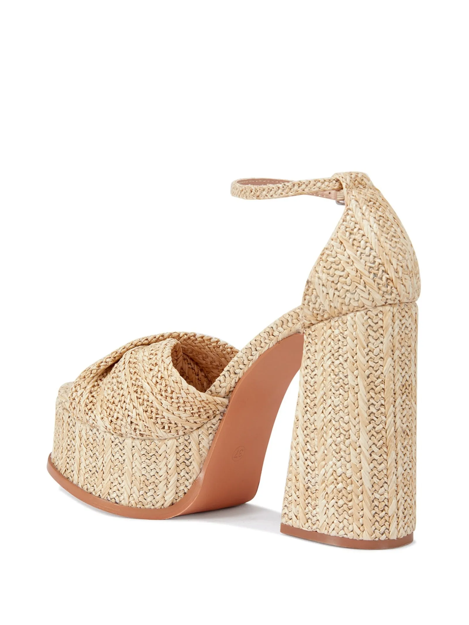 CLARY-BEIGE RAFFIA PLATFORM HEELED SANDAL