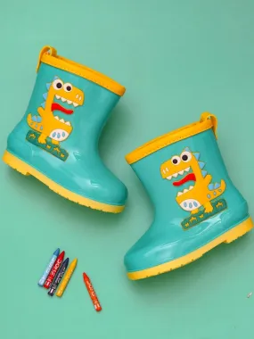 Dino Delight Green Rain Boots For Boys