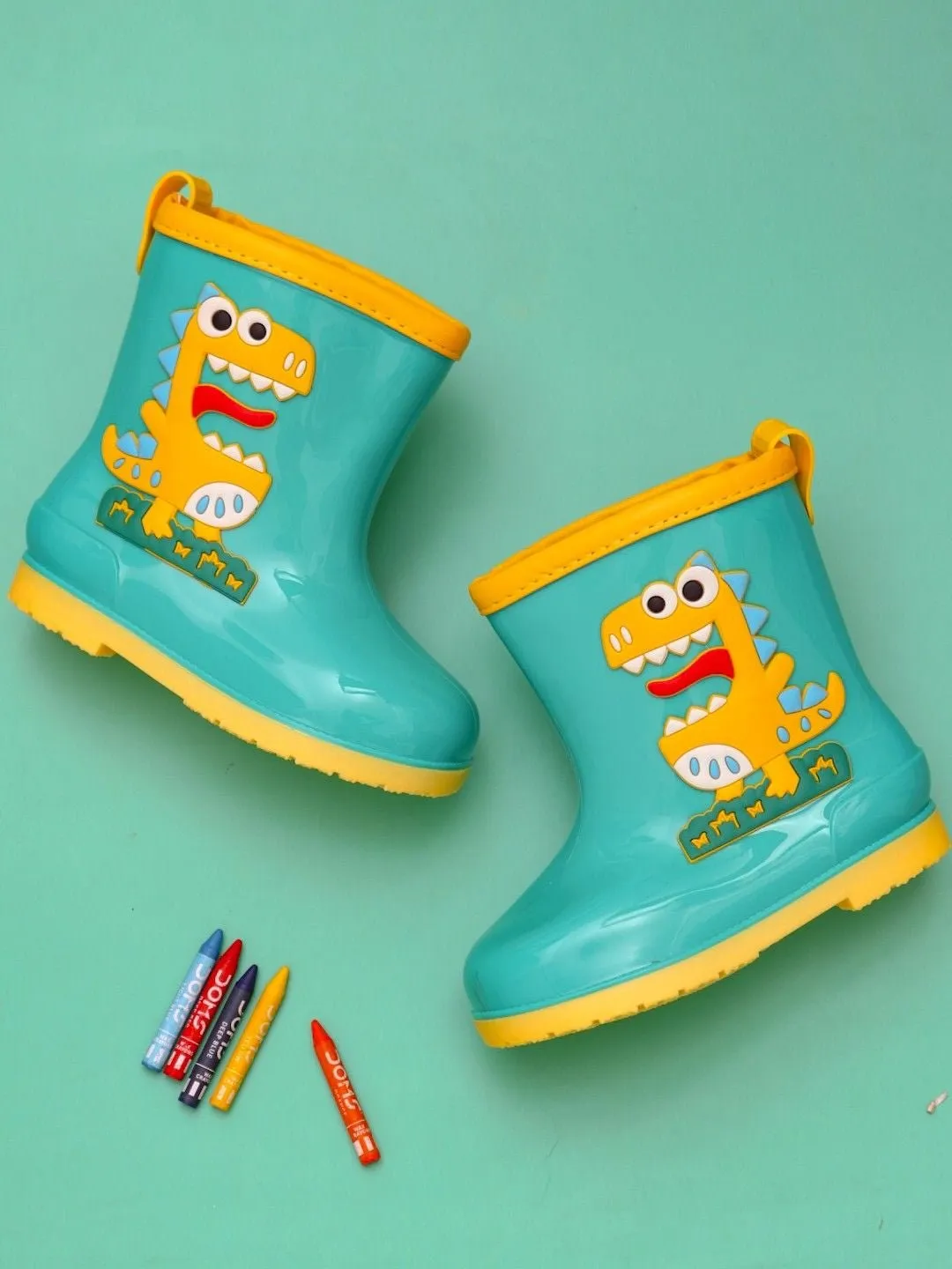Dino Delight Green Rain Boots For Boys