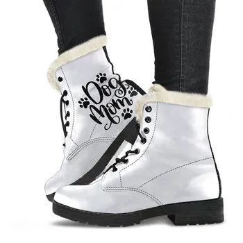 Dog Mom Print on Demand Artwork Women's Fur Trimmed Combat Style Boots