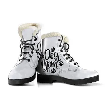 Dog Mom Print on Demand Artwork Women's Fur Trimmed Combat Style Boots
