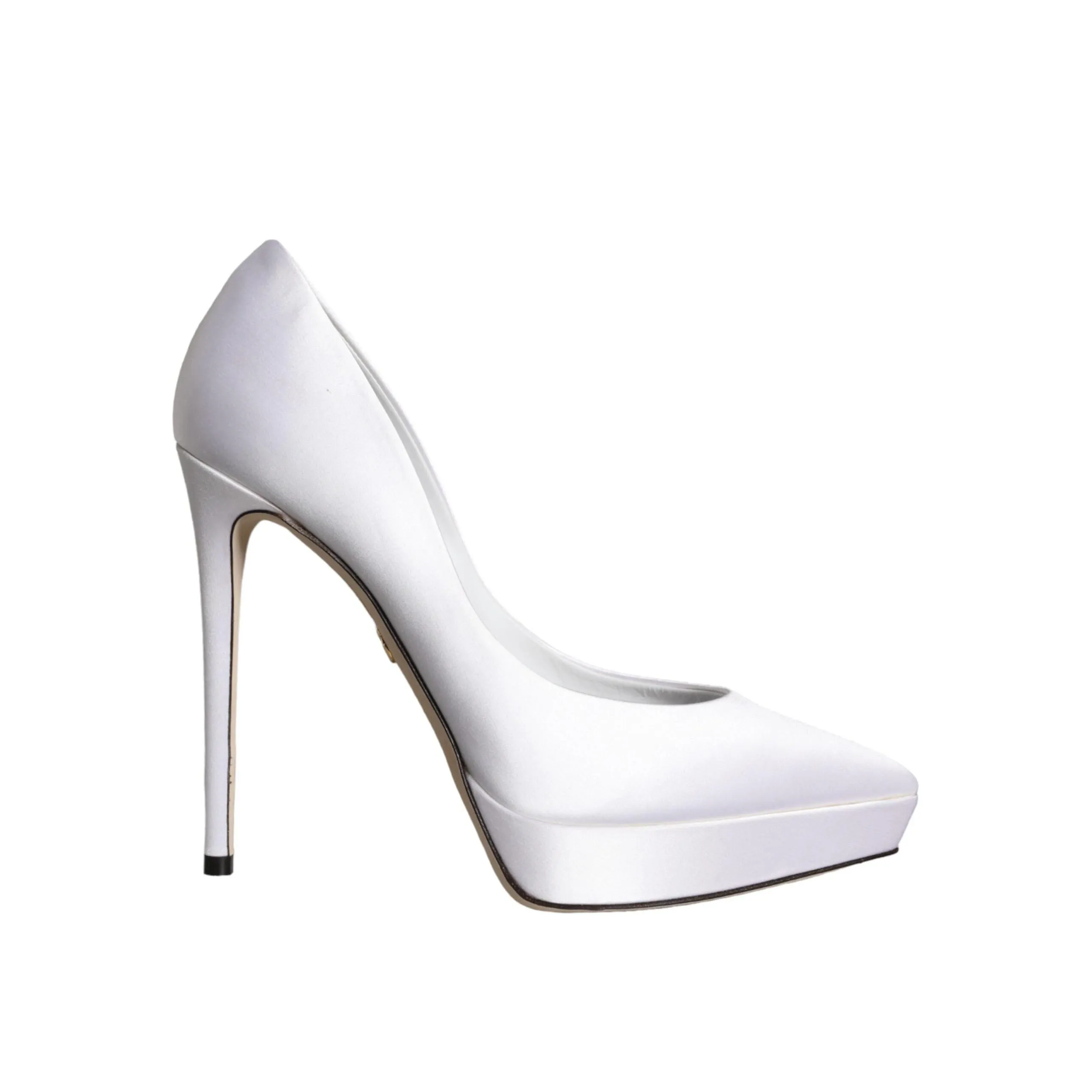 Dolce & Gabbana White Satin Platform High Heels Pumps Shoes
