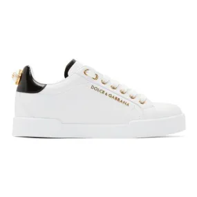 Dolce and Gabbana White Pearl Portofino Sneakers