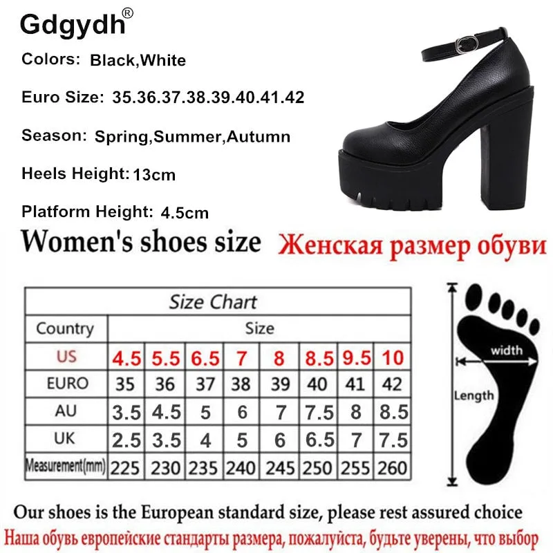 Gdgydh 2020 new spring autumn casual high-heeled shoes sexy ruslana korshunova thick heels platform pumps Black White Size 42