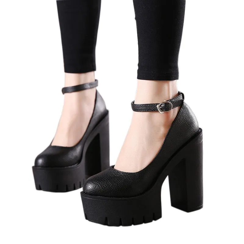 Gdgydh 2020 new spring autumn casual high-heeled shoes sexy ruslana korshunova thick heels platform pumps Black White Size 42