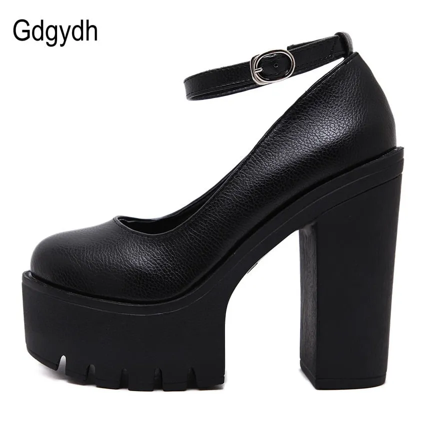 Gdgydh 2020 new spring autumn casual high-heeled shoes sexy ruslana korshunova thick heels platform pumps Black White Size 42