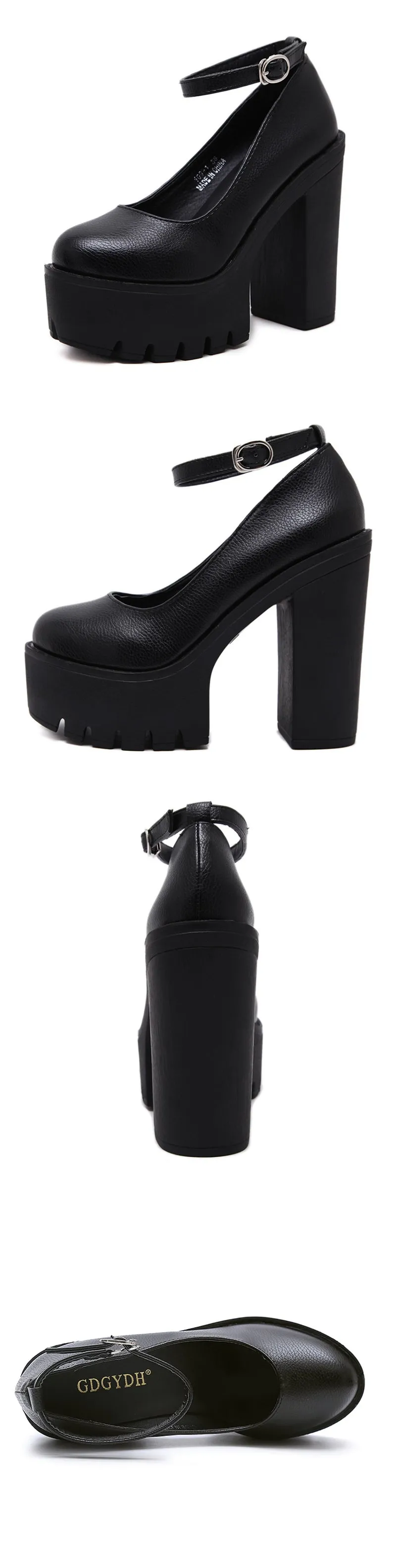 Gdgydh 2020 new spring autumn casual high-heeled shoes sexy ruslana korshunova thick heels platform pumps Black White Size 42